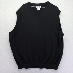 HB Harbor‎ Bay Sweater Vest Mens 2XL XXL Pullover Knit V-Neck Black Sleeveless